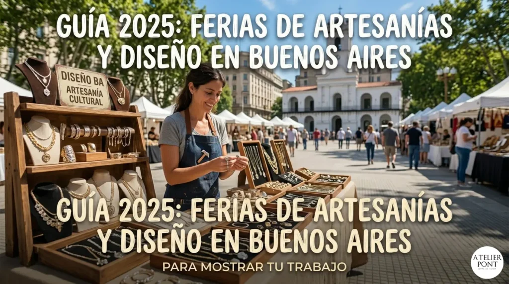 Puesto de joyería artesanal frente al Cabildo en Buenos Aires, Guía de ferias 2025.