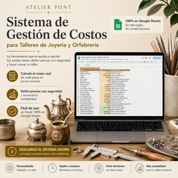 Portada del Sistema de Gestión de Costos para taller de joyería, orfebrería y platería de Atelier Pont.